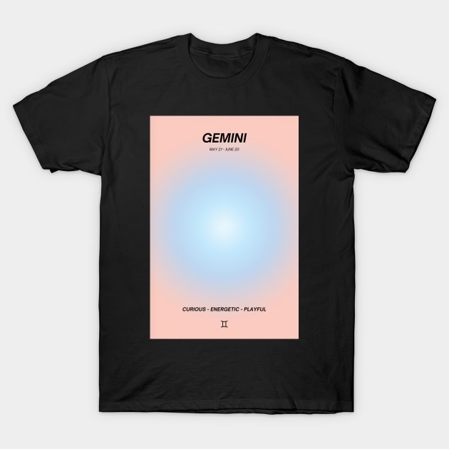 Gemini Zodiac Sign Aura Gradient T-Shirt by mystikwhale